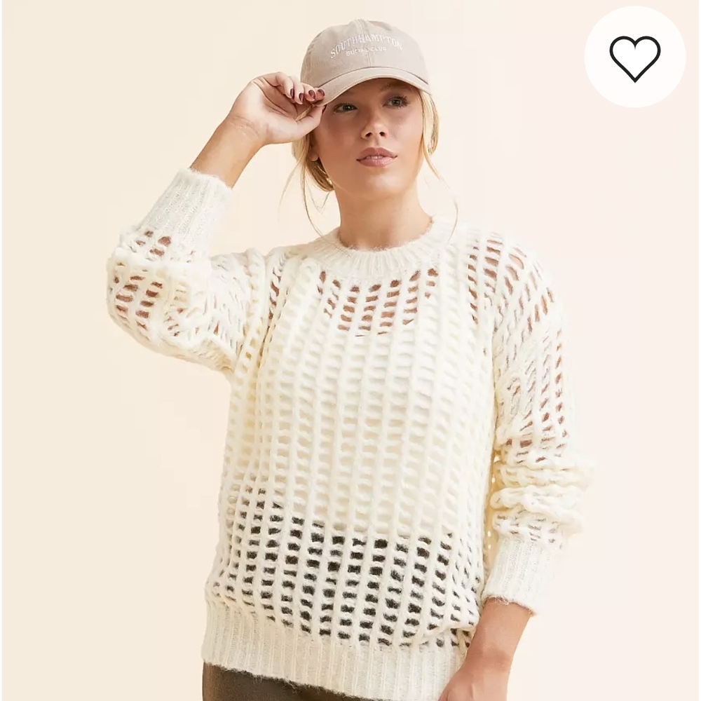 "Double Zero" NWT Lavender Open Stitch Crew Neck Sweater Geometric Knit.Sz Small